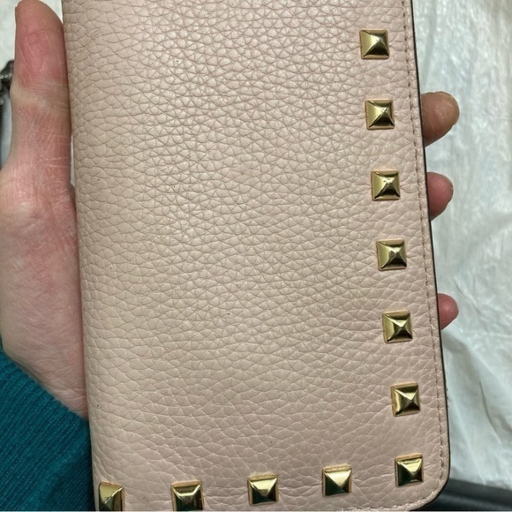 Michael kors pink leather gold studded zipper clutch accordion wallet - Picture 7 of 15